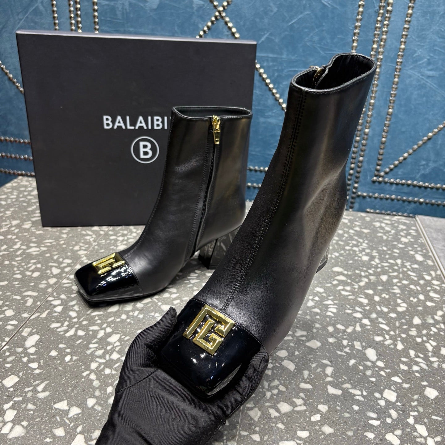 ЧЕРЕВИКИ BALMAIN 26S 65 ММ З ЧОРНОЇ ТЕЛЯЧОЇ ШКІРИ