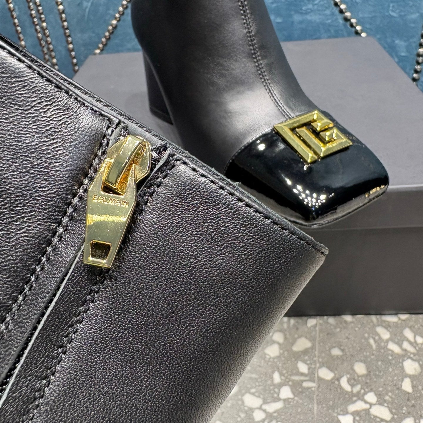ЧЕРЕВИКИ BALMAIN 26S 65 ММ З ЧОРНОЇ ТЕЛЯЧОЇ ШКІРИ