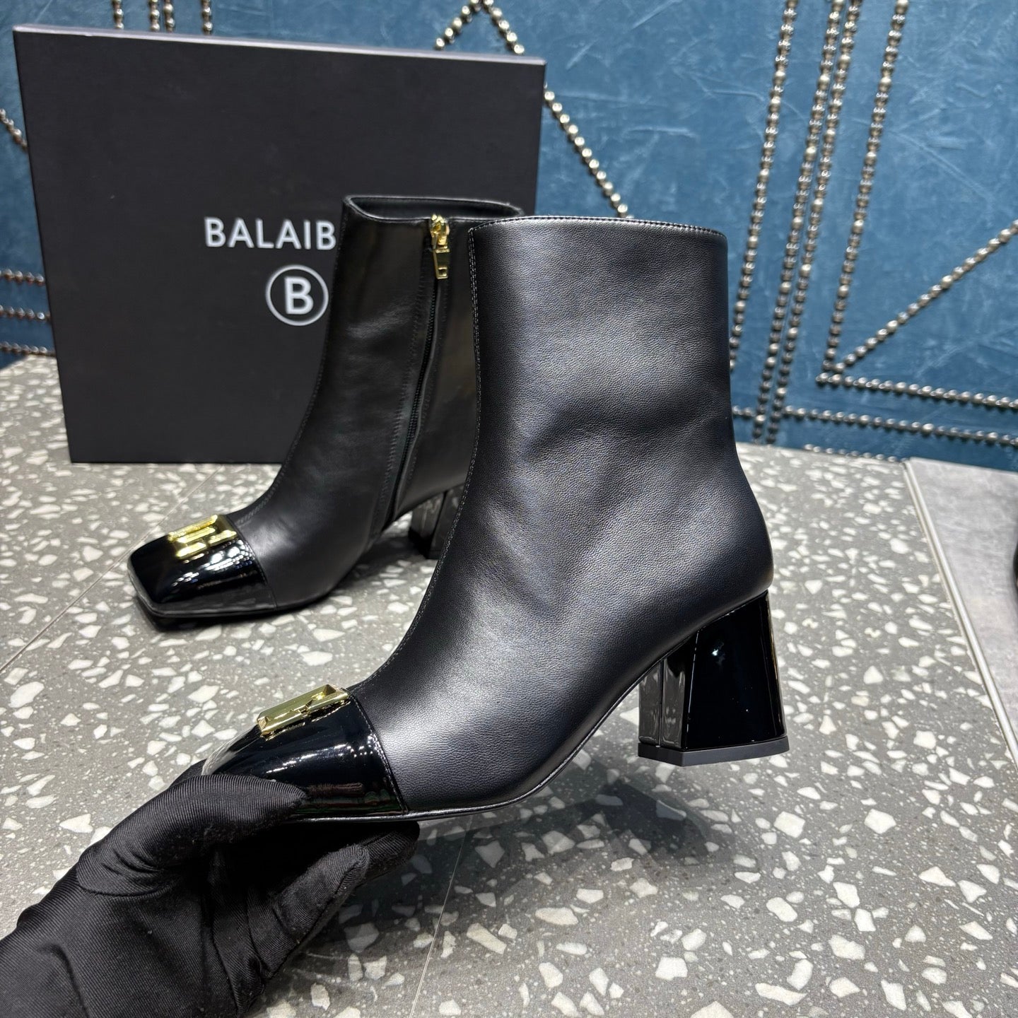 ЧЕРЕВИКИ BALMAIN 26S 65 ММ З ЧОРНОЇ ТЕЛЯЧОЇ ШКІРИ