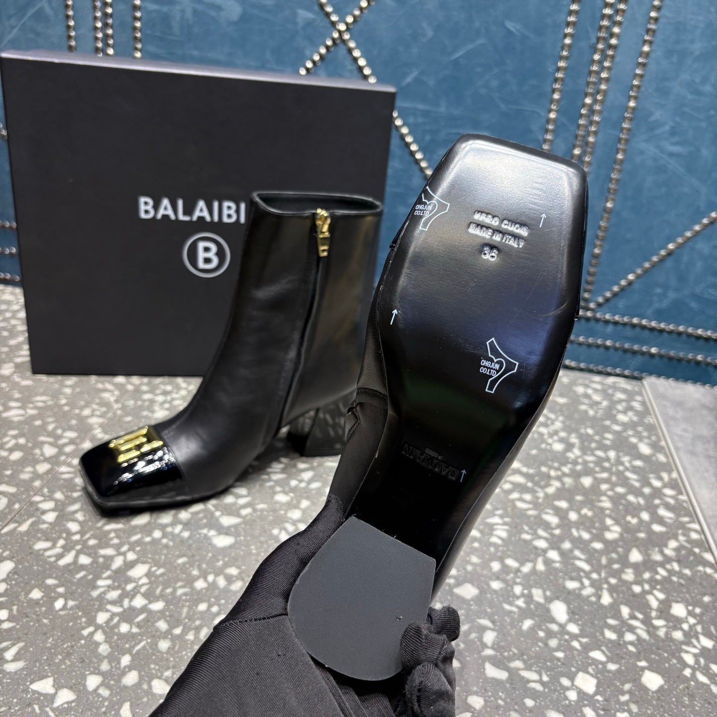 ЧЕРЕВИКИ BALMAIN 26S 65 ММ З ЧОРНОЇ ТЕЛЯЧОЇ ШКІРИ