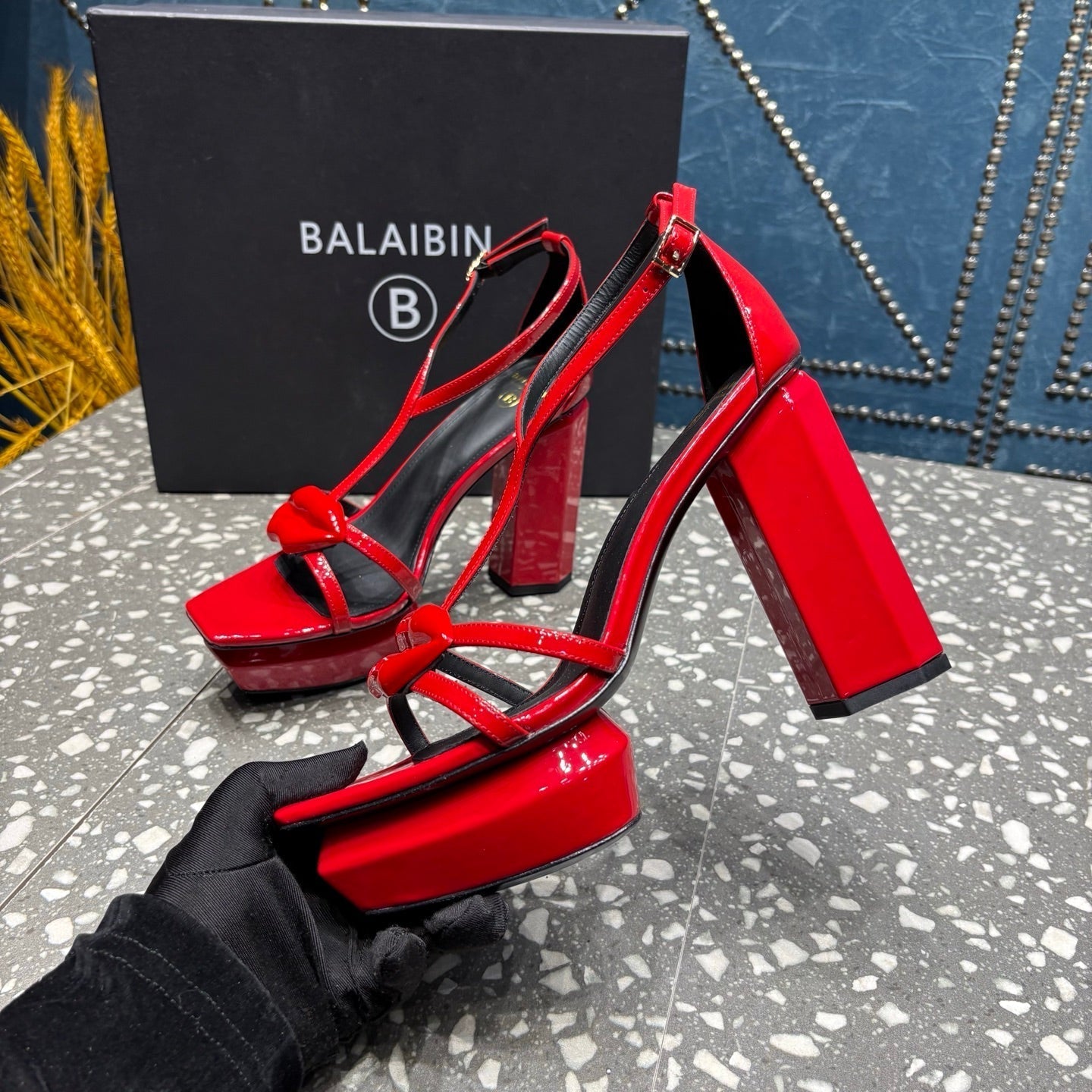БОСОНІЖКИ BALMAIN 26S НА ВИСОКИХ ПІДБОРАХ 105 ММ З ЧЕРВОНОЇ ТЕЛЯЧОЇ ШКІРИ, СТИЛЬ 9