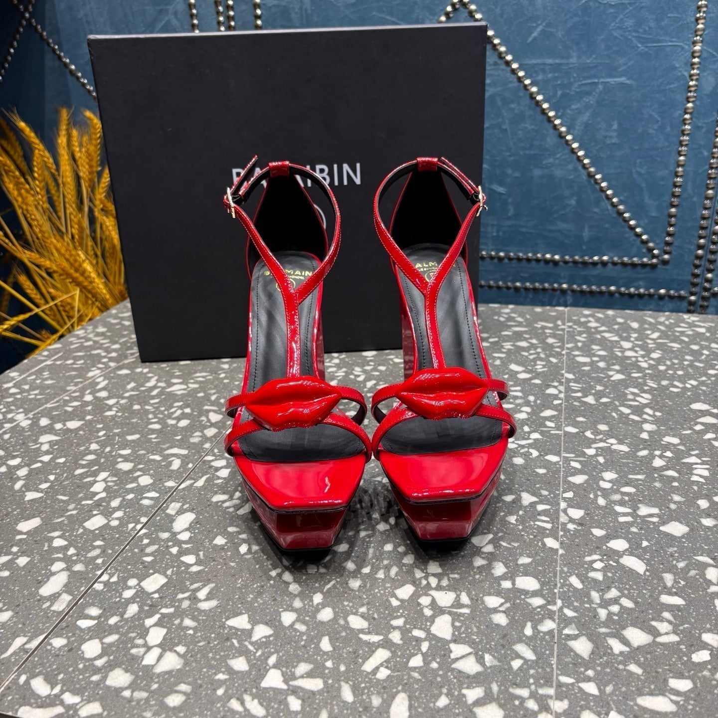 БОСОНІЖКИ BALMAIN 26S НА ВИСОКИХ ПІДБОРАХ 105 ММ З ЧЕРВОНОЇ ТЕЛЯЧОЇ ШКІРИ, СТИЛЬ 9