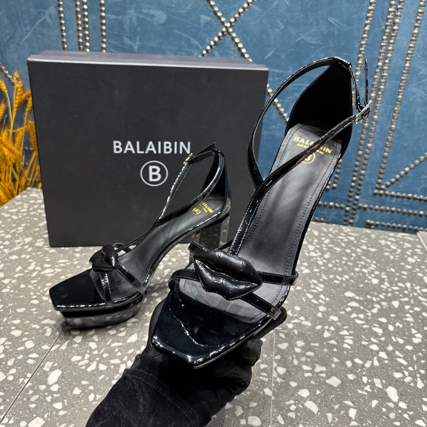 БОСОНІЖКИ НА ВИСОКИХ ПІДБОРАХ BALMAIN 26S 105 ММ З ЧОРНОЇ ТЕЛЯЧОЇ ШКІРИ СТИЛЬ 8