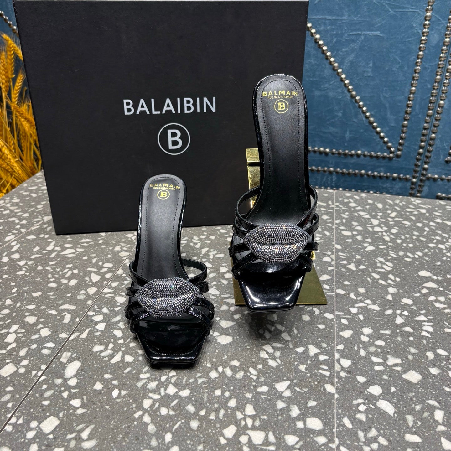 БОСОНІЖКИ BALMAIN 26S НА ВИСОКИХ ПІДБОРАХ 95 ММ З ЧОРНОЇ ТЕЛЯЧОЇ ШКІРИ, МОДЕЛЬ 6