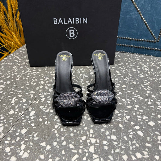 БОСОНІЖКИ BALMAIN 26S НА ВИСОКИХ ПІДБОРАХ 95 ММ З ЧОРНОЇ ТЕЛЯЧОЇ ШКІРИ, МОДЕЛЬ 6