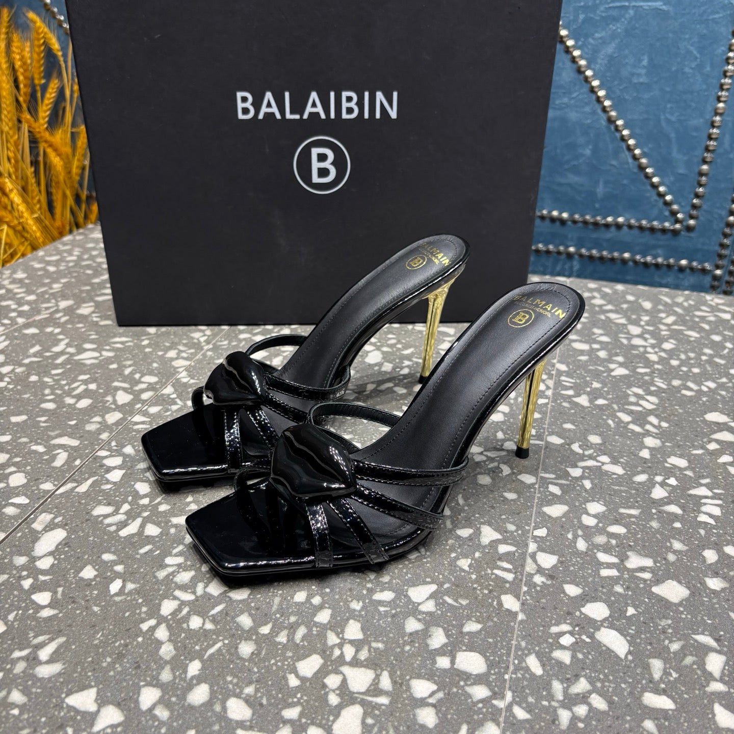 БОСОНІЖКИ BALMAIN 26S НА ВИСОКИХ ПІДБОРАХ 95 ММ З ЧОРНОЇ ТЕЛЯЧОЇ ШКІРИ СТИЛЬ 3