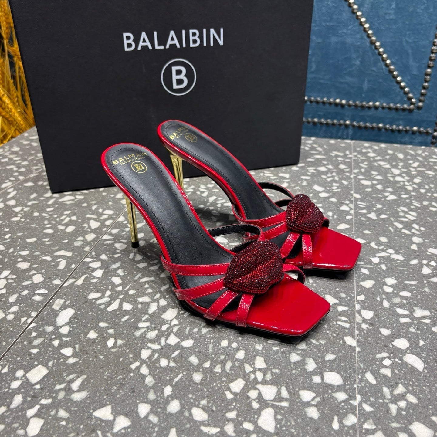 BALMAIN 26S БОСОНІЖКИ НА ВИСОКИХ ПІДБОРАХ 95 ММ З ТЕМНО-ЧЕРВОНОЇ ТЕЛЯЧОЇ ШКІРИ СТИЛЬ 4