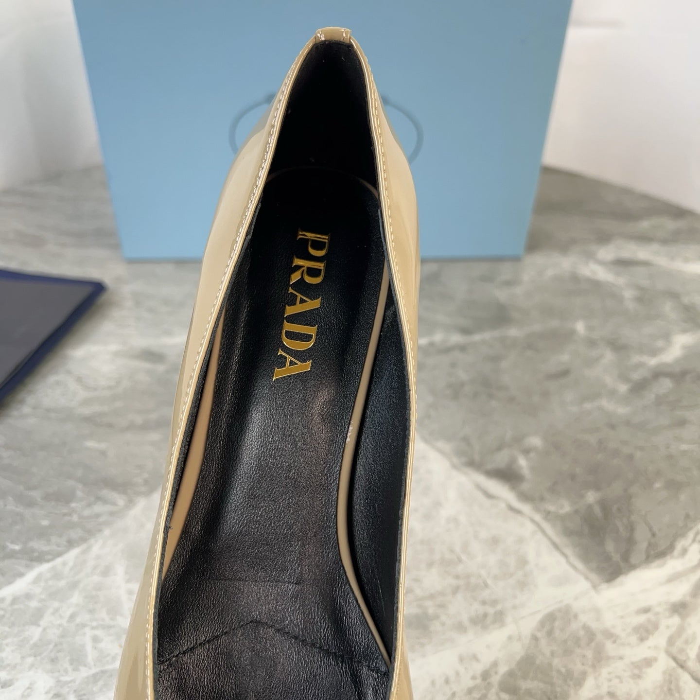 PRADA 25S LOW HEELS SLIP ON BOW 45MM IN GOLDEN BEIGE GLOSSY CALFSKIN - 34
