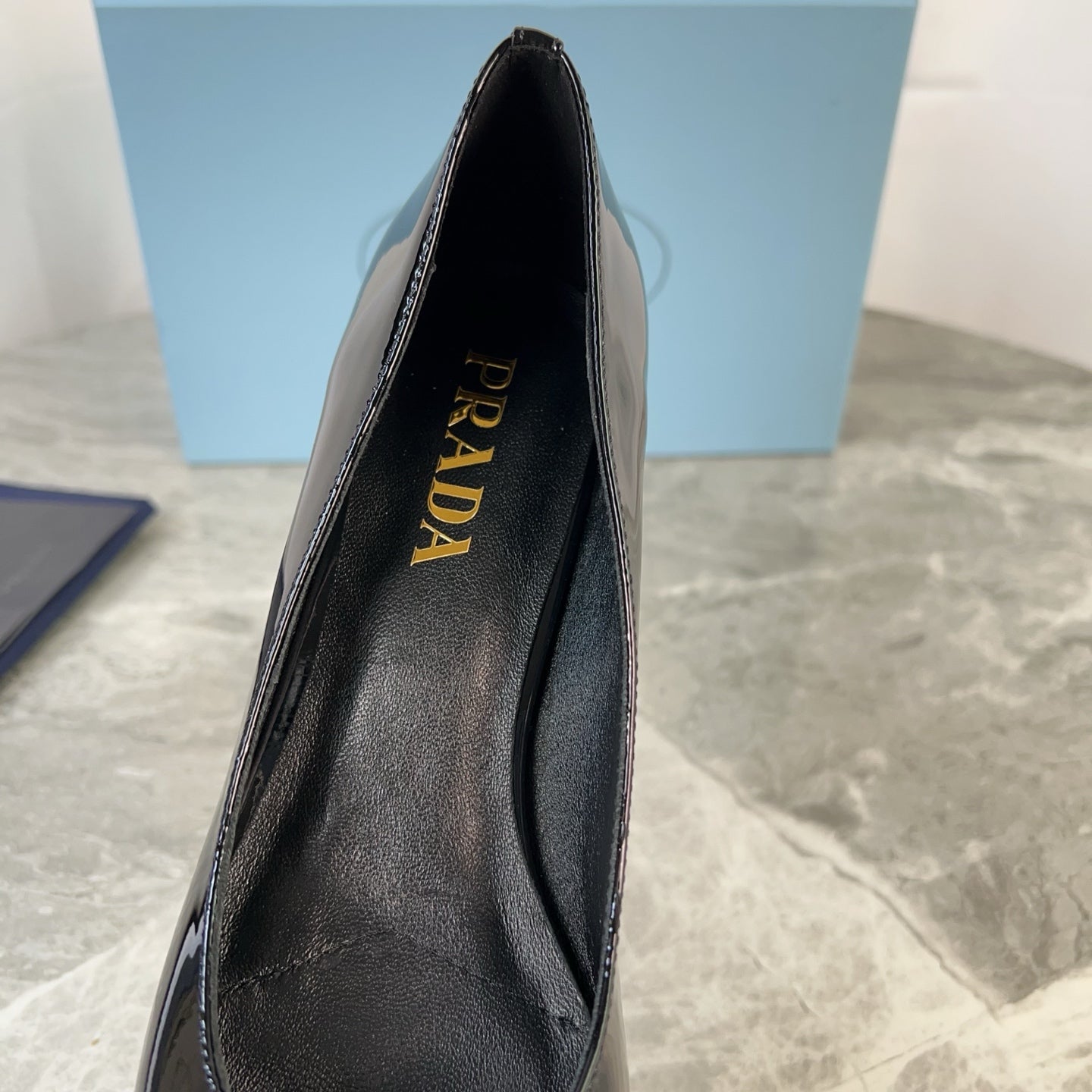 PRADA 25S LOW HEELS SLIP ON BOW 45MM IN BLACK GLOSSY CALFSKIN - 34