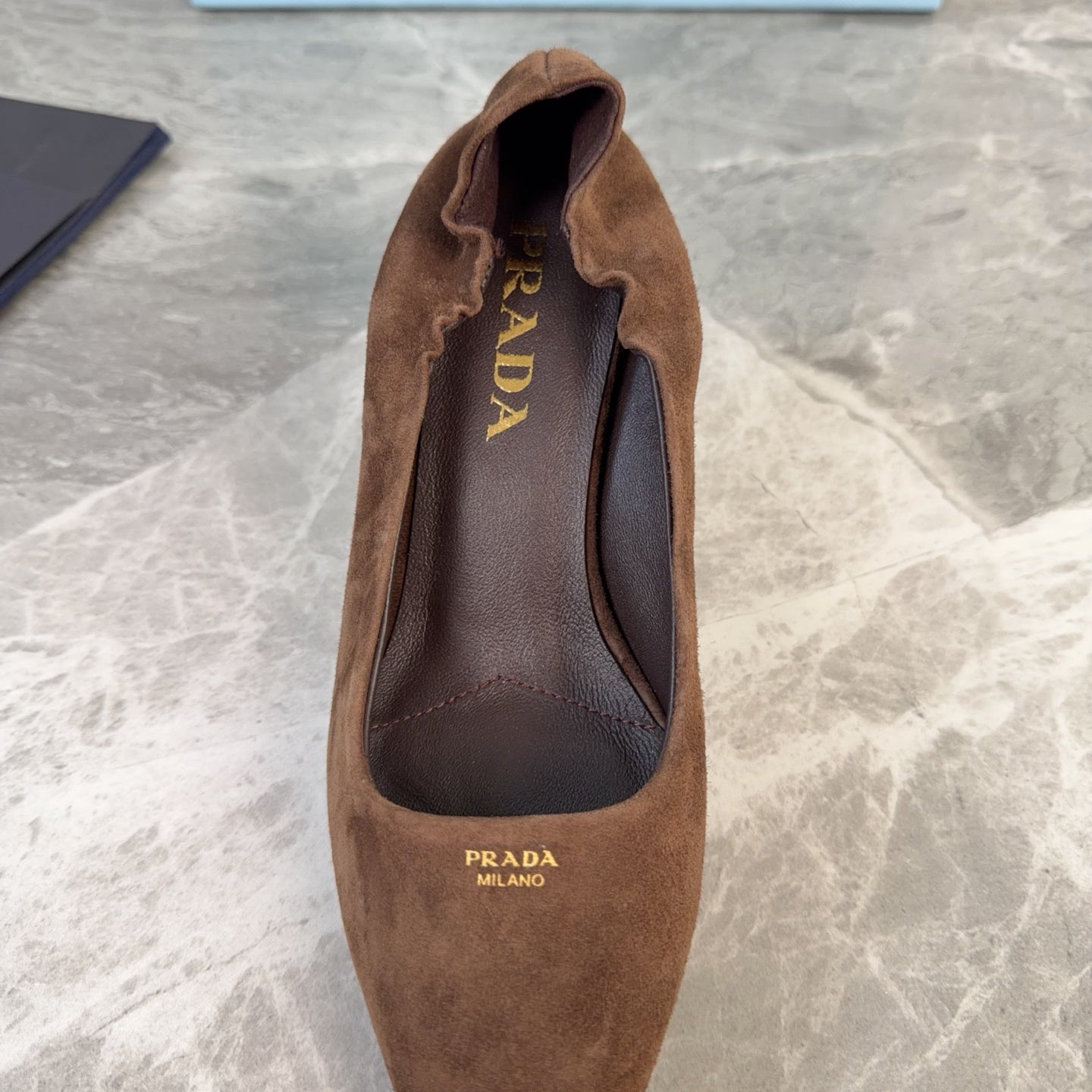 PRADA 25S HIGH HEELS 75 MM IN DARK BROWN SUEDE - 34