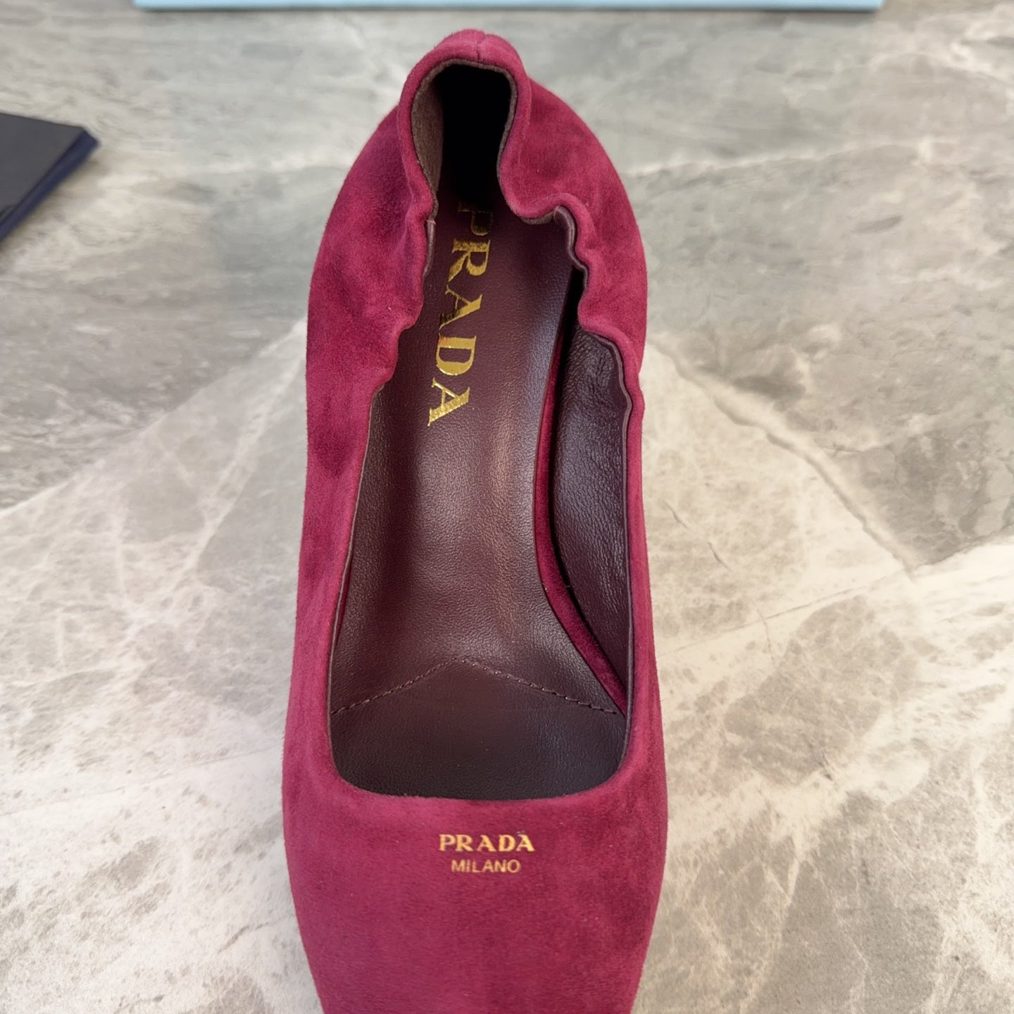 PRADA 25S HIGH HEELS 75 MM IN DARK RED SUEDE - 34