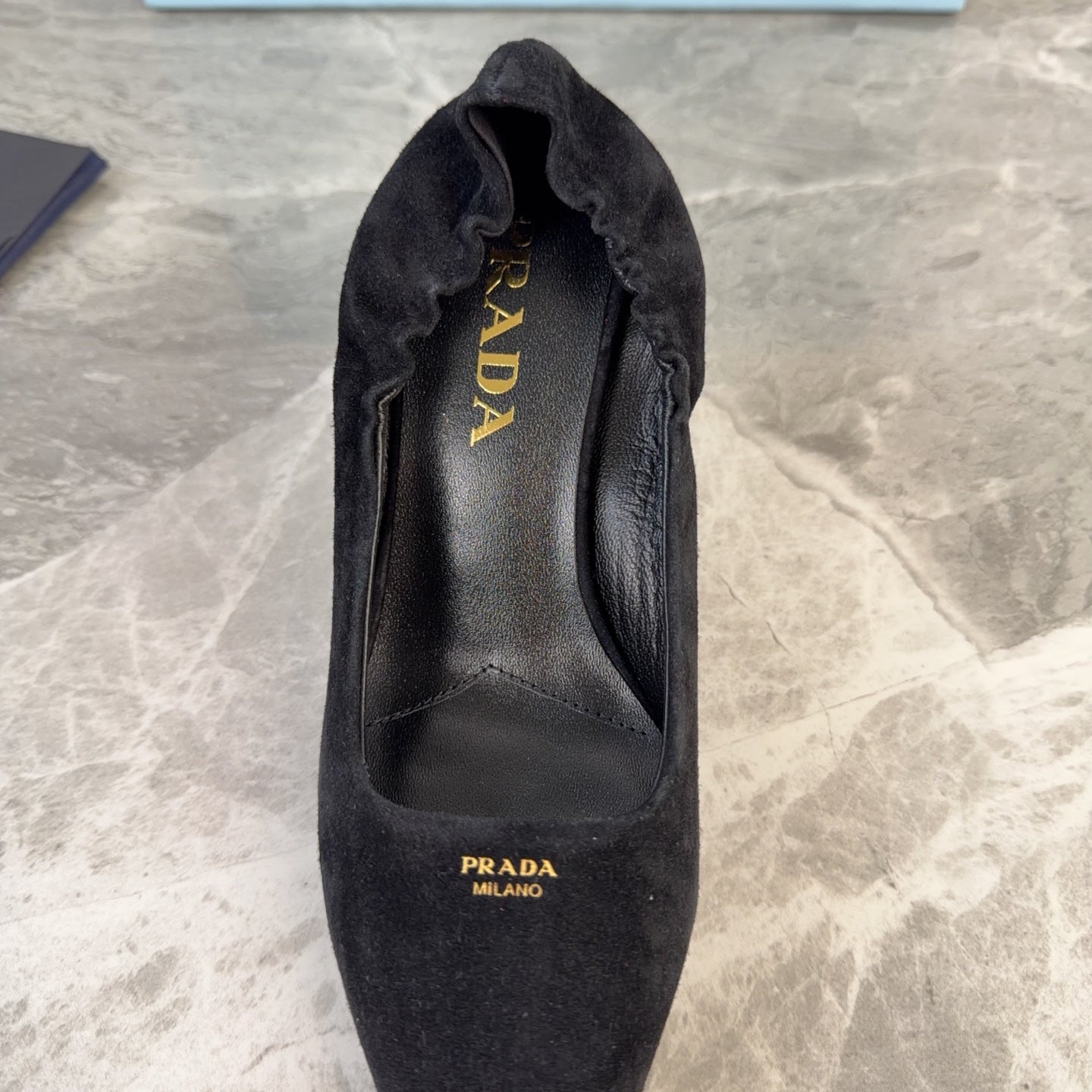 PRADA 25S HIGH HEELS 75 MM IN BLACK SUEDE - 34