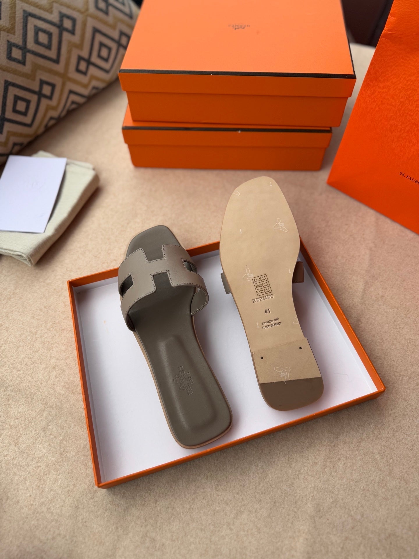 0RAN SANDALS IN CEDAR BROWN CALFSKIN - 34