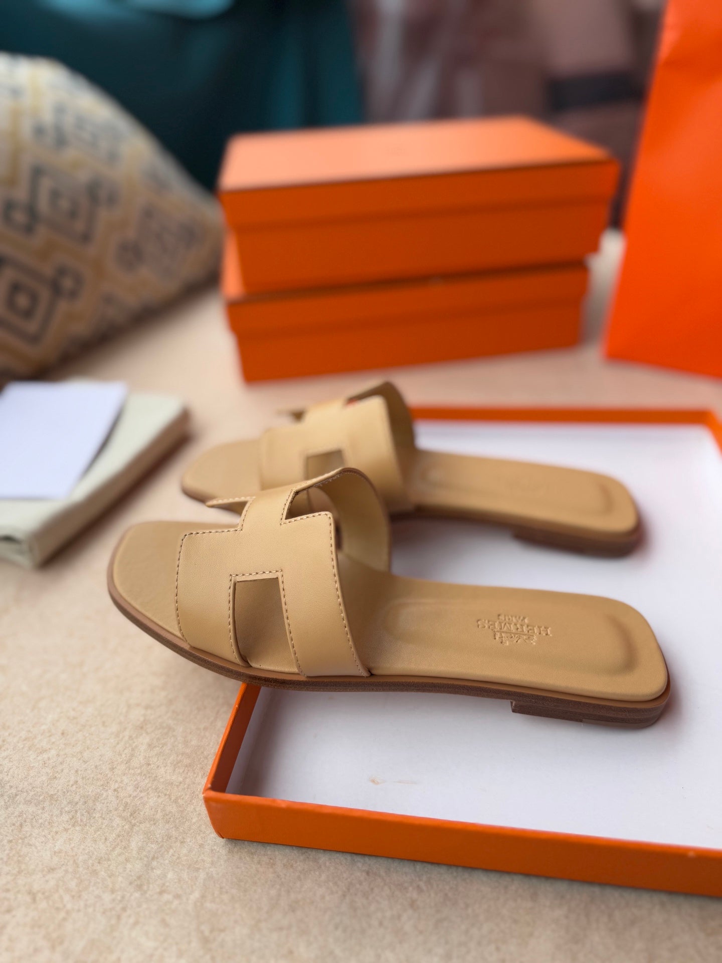 0RAN SANDALS IN TORTILLA BROWN CALFSKIN - 34
