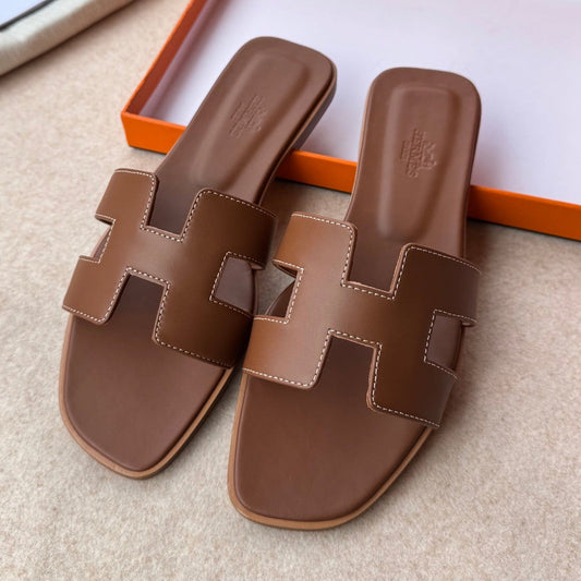 0RAN SANDALS IN PECAN BROWN CALFSKIN - 34