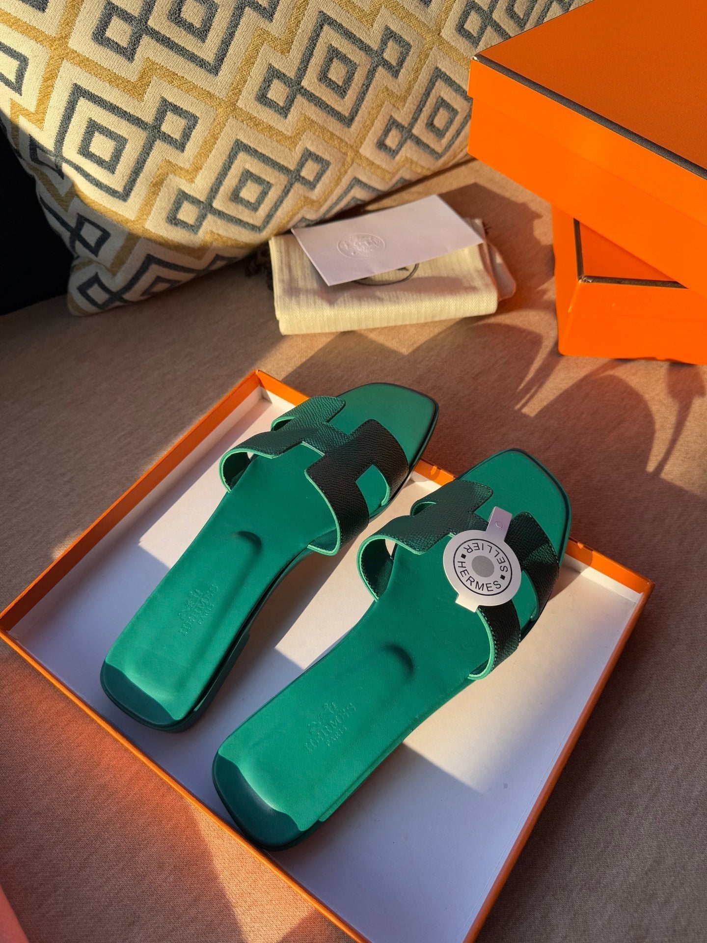 0RAN SANDALS IN PERSIAN GREEN CALFSKIN - 34