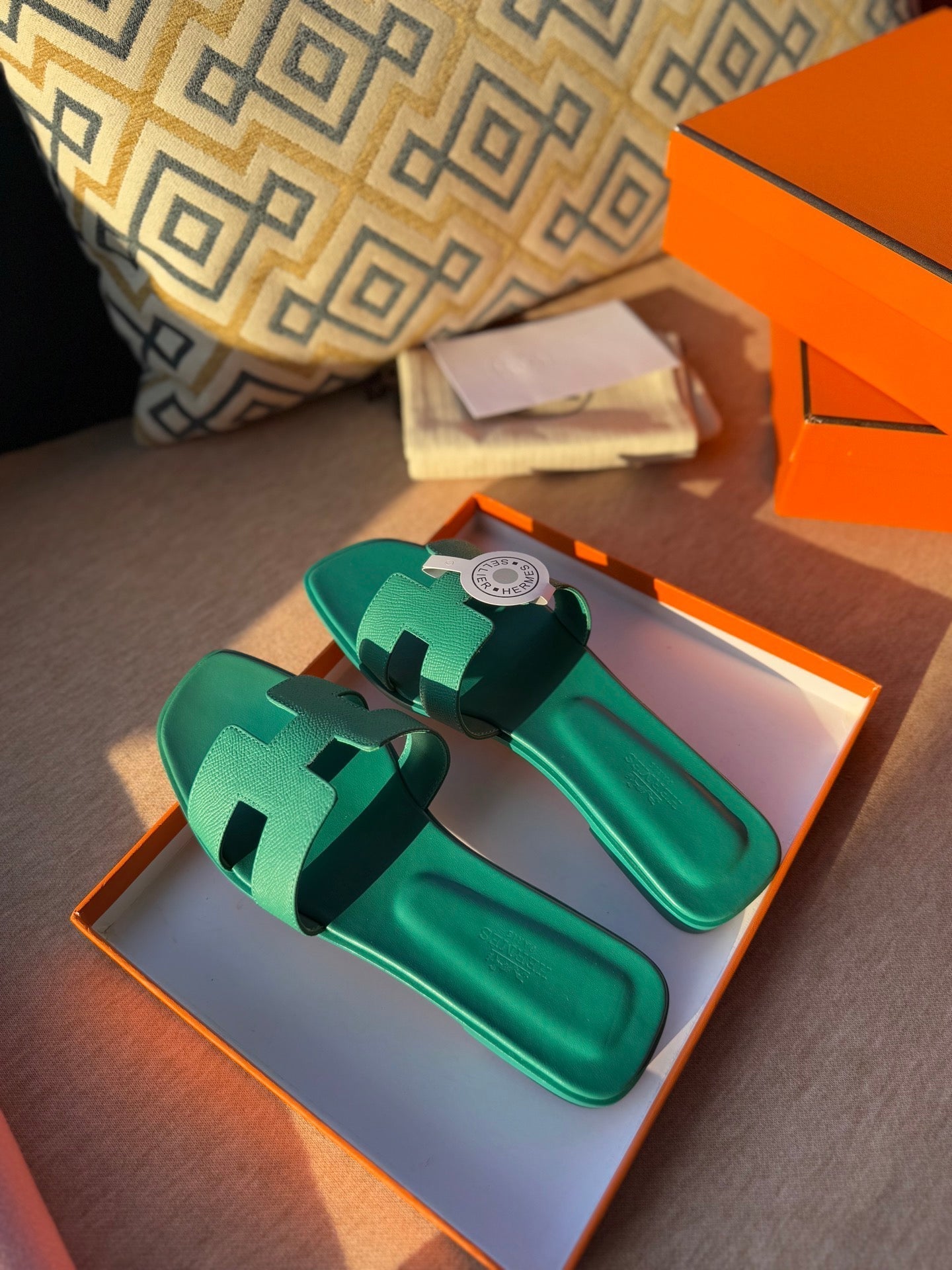 0RAN SANDALS IN PERSIAN GREEN CALFSKIN - 34