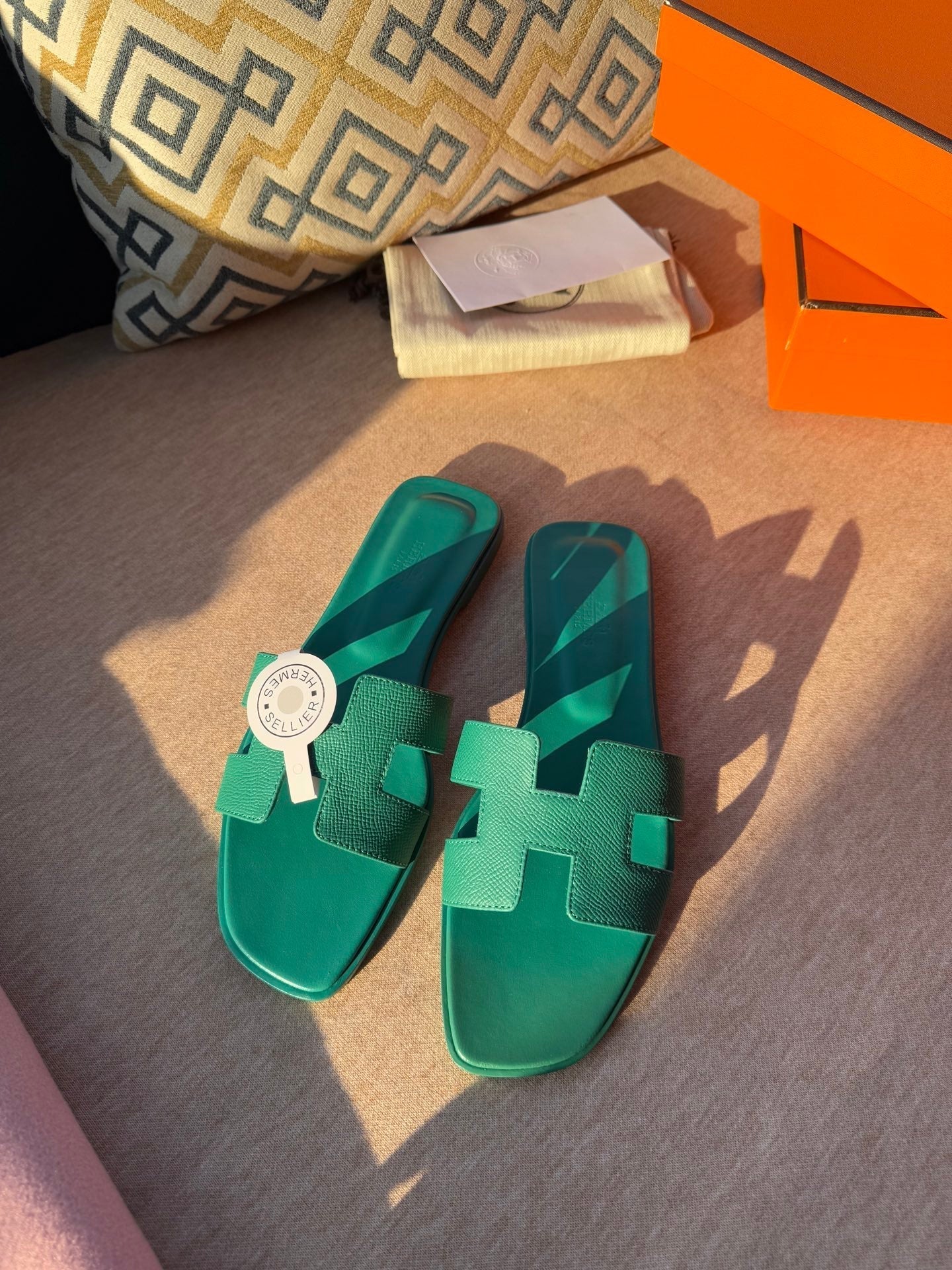 0RAN SANDALS IN PERSIAN GREEN CALFSKIN - 34