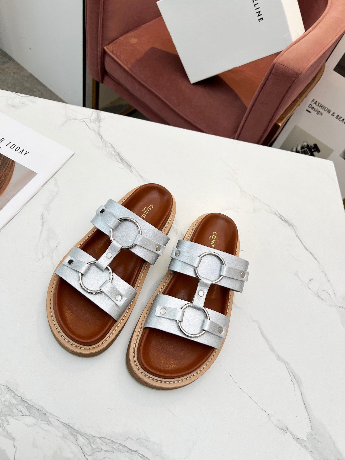 TIPPI SANDAL IN SILVER CALFSKIN - 35