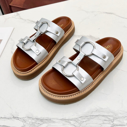 TIPPI SANDAL IN SILVER CALFSKIN - 35