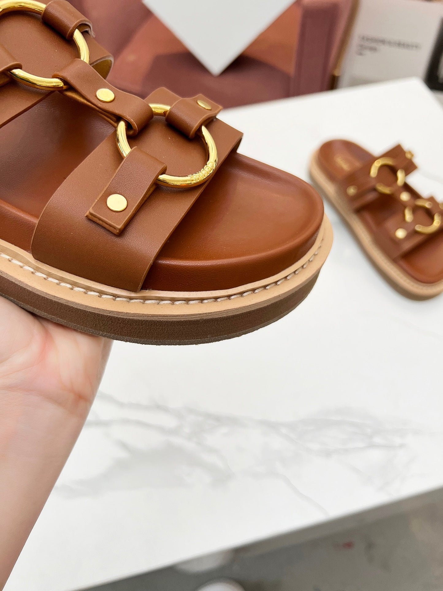 TIPPI SANDAL IN BRONZE BROWN CALFSKIN - 35