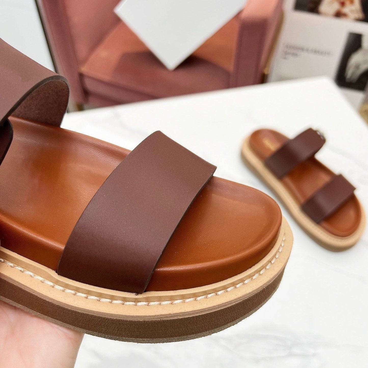 TIPPI IN CALFSKIN - VEGETAL TANNING DARK BROWN - 35