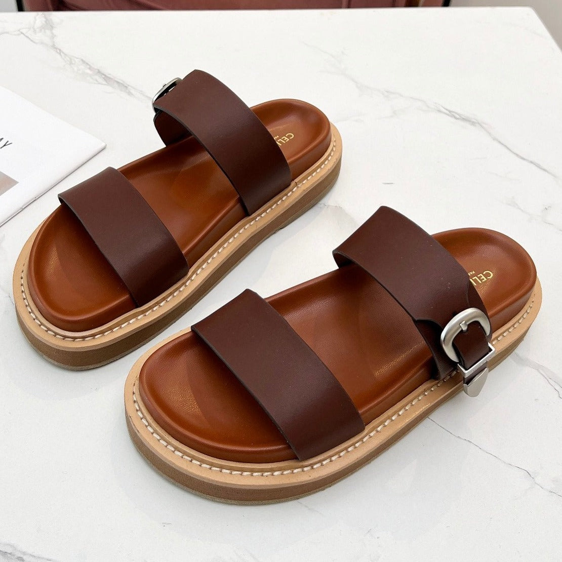 TIPPI IN CALFSKIN - VEGETAL TANNING DARK BROWN - 35