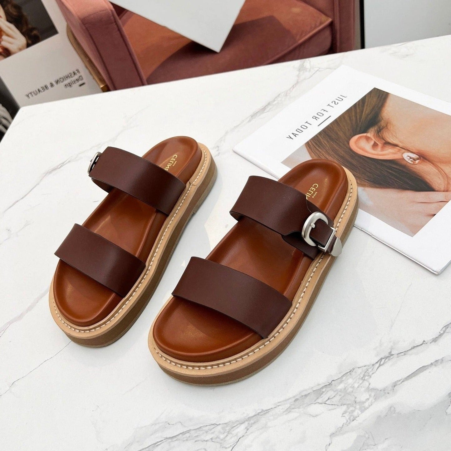 TIPPI IN CALFSKIN - VEGETAL TANNING DARK BROWN - 35
