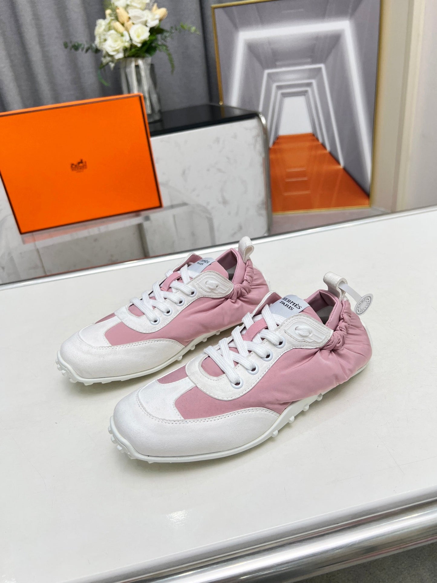 SKATEBOARD SHOES LIGHT PINK MIX WHITE SUEDE - 35