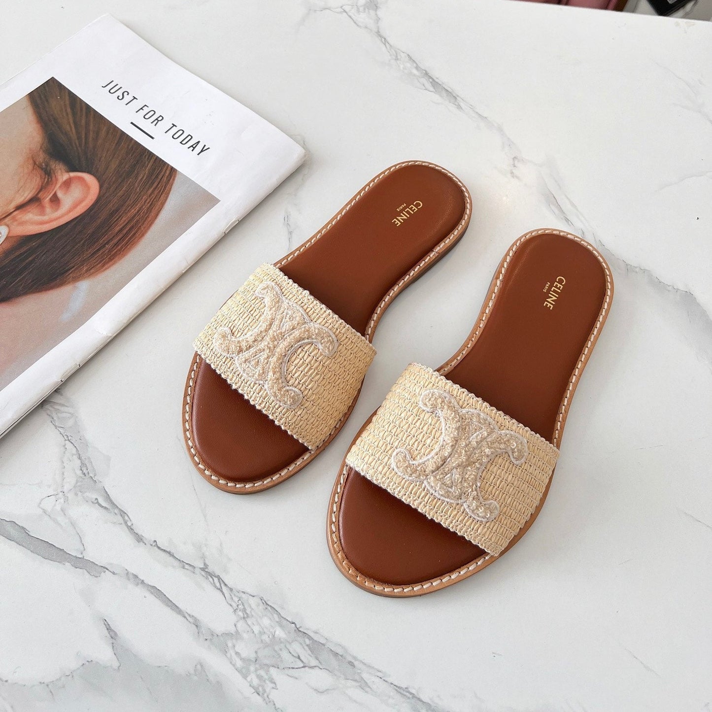 LYMPIA MULE BEIGE RAFFIA AND WOOL - 35