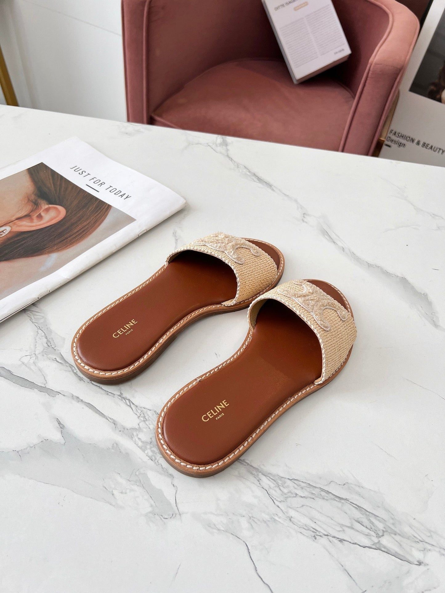 LYMPIA MULE BEIGE RAFFIA AND WOOL - 35