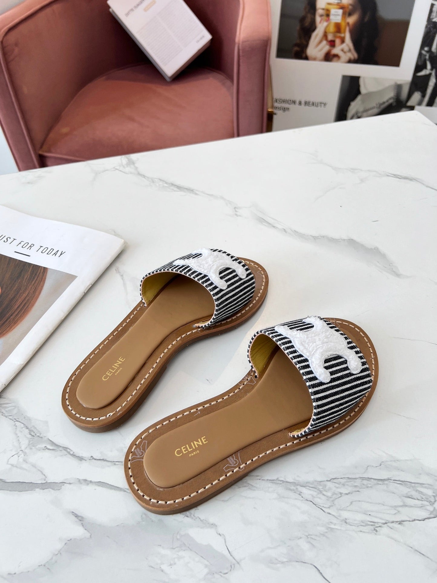 LYMPIA MULE STRIPED CANVAS WOOL LOGO - 35