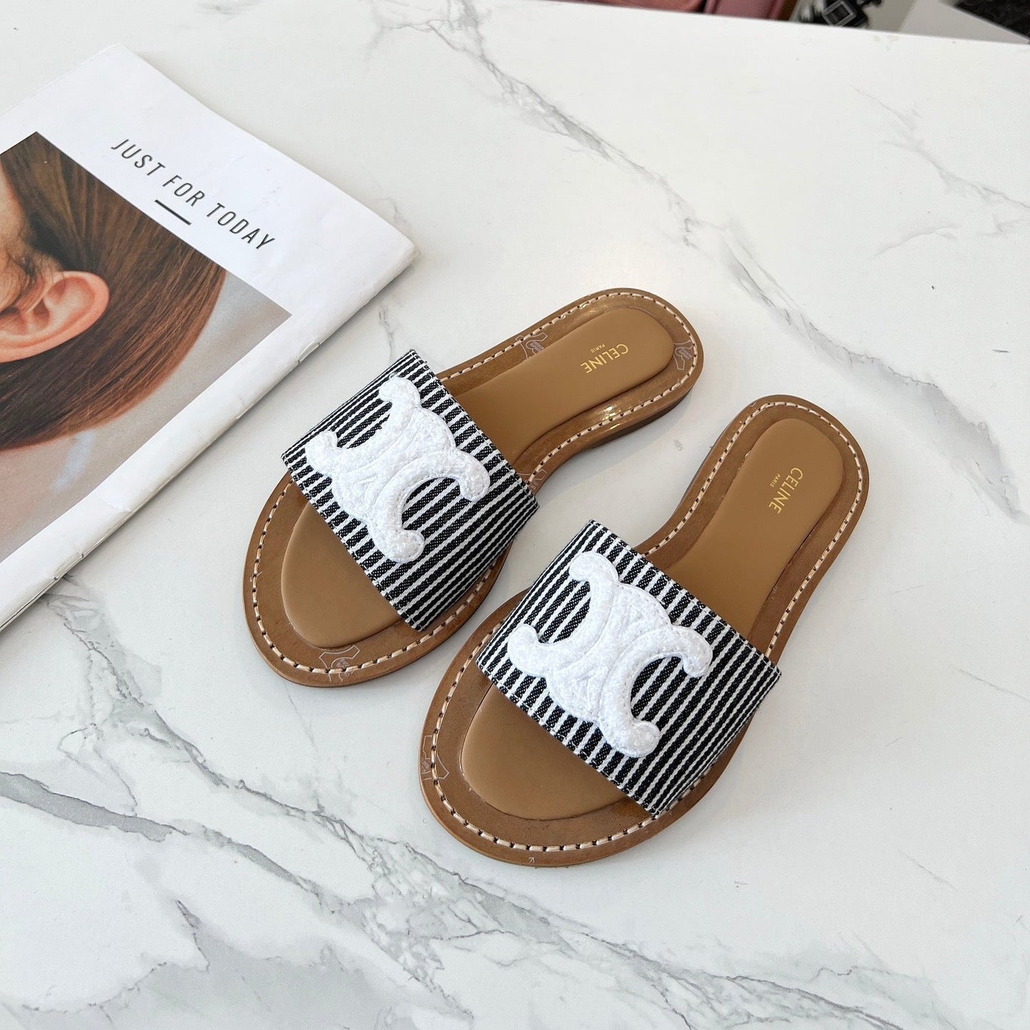 LYMPIA MULE STRIPED CANVAS WOOL LOGO - 35