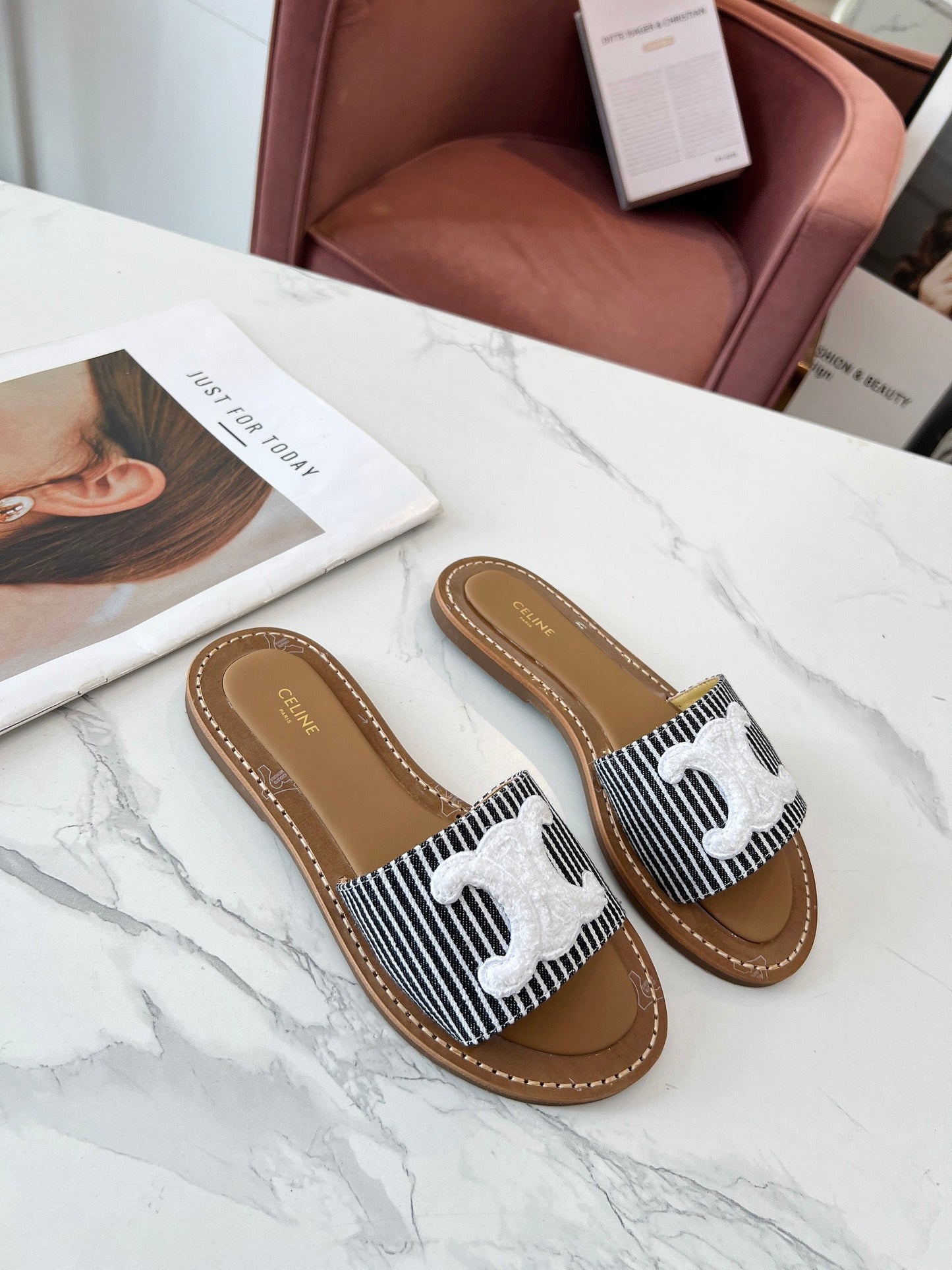 LYMPIA MULE STRIPED CANVAS WOOL LOGO - 35