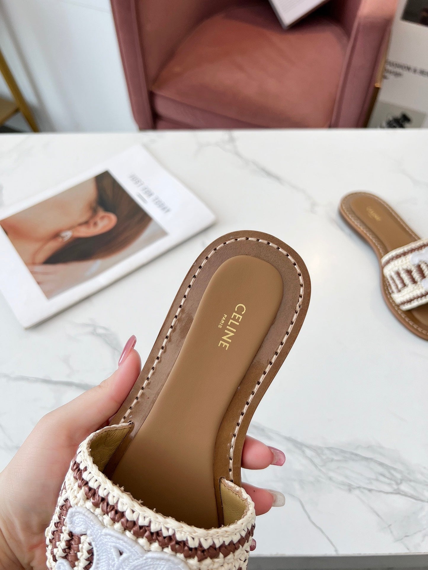 LYMPIA MULE WHITE MIX BROWN RAFFIA - 35