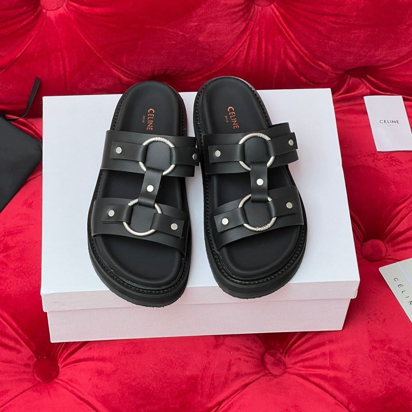 Sandal Flat White Black Canvas - 35
