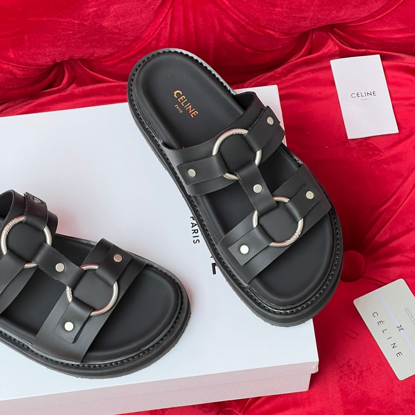 Sandal Flat White Black Canvas - 35