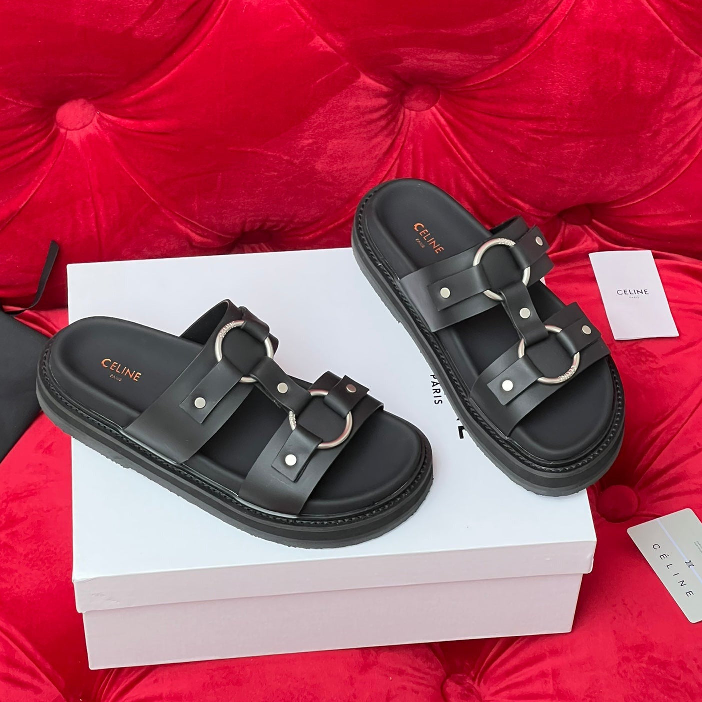 Sandal Flat White Black Canvas - 35