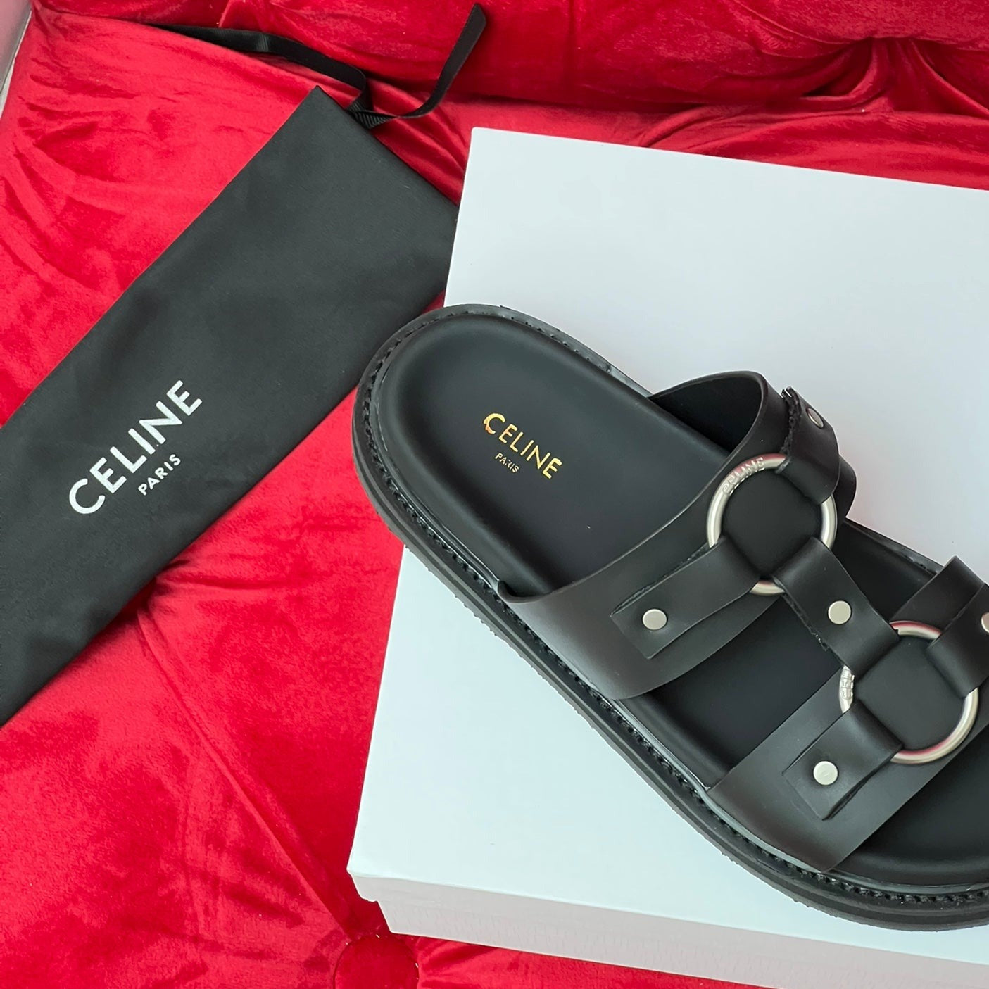Sandal Flat White Black Canvas - 35
