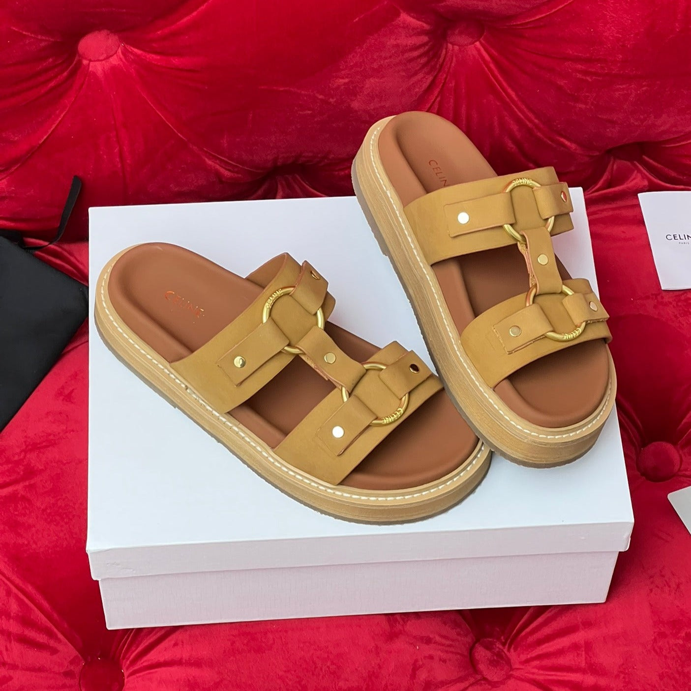 Sandal Flat Bronze Brown Canvas - 35