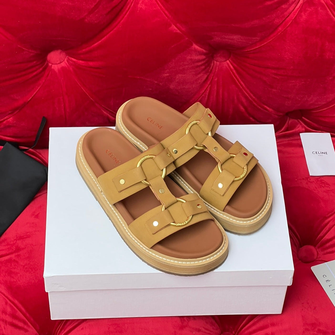 Sandal Flat Bronze Brown Canvas - 35