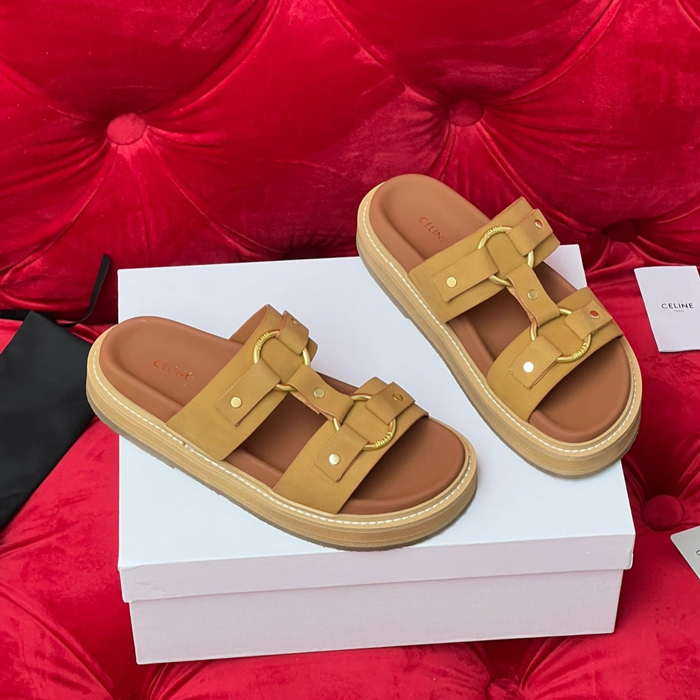 Sandal Flat Bronze Brown Canvas - 35