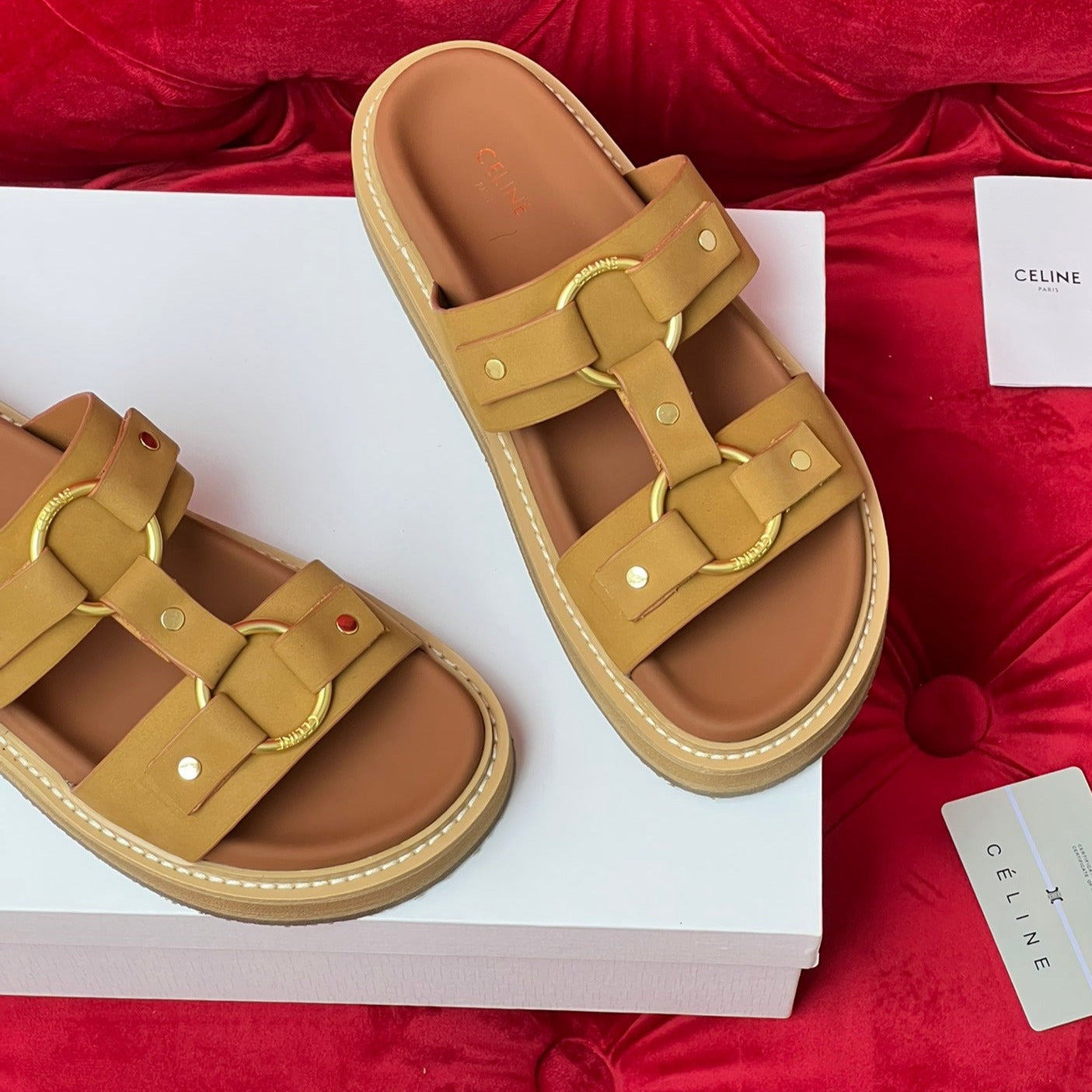 Sandal Flat Bronze Brown Canvas - 35