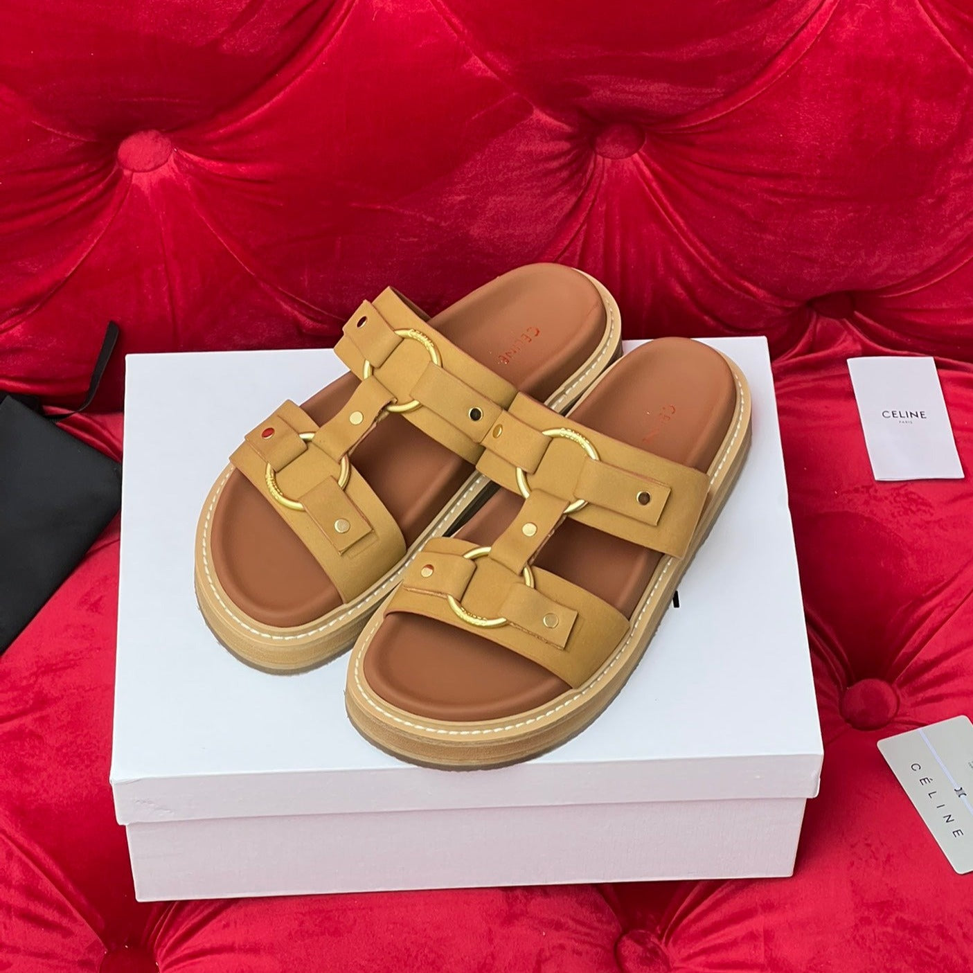 Sandal Flat Bronze Brown Canvas - 35