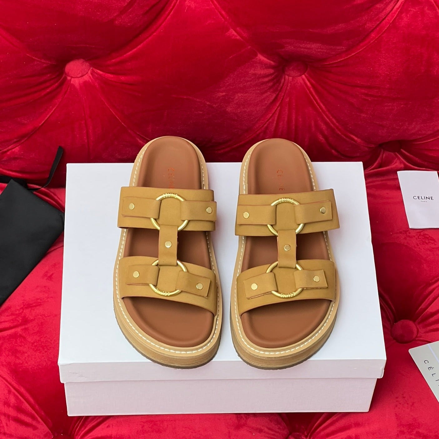 Sandal Flat Bronze Brown Canvas - 35