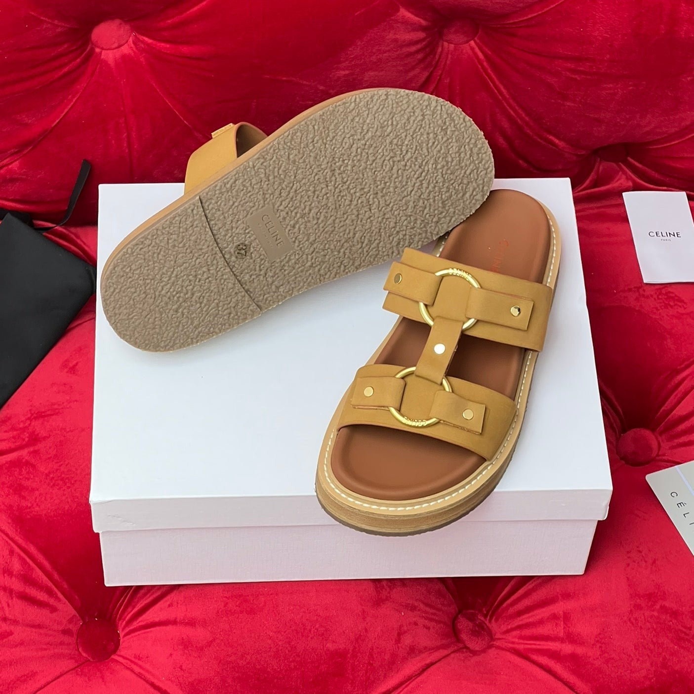 Sandal Flat Bronze Brown Canvas - 35