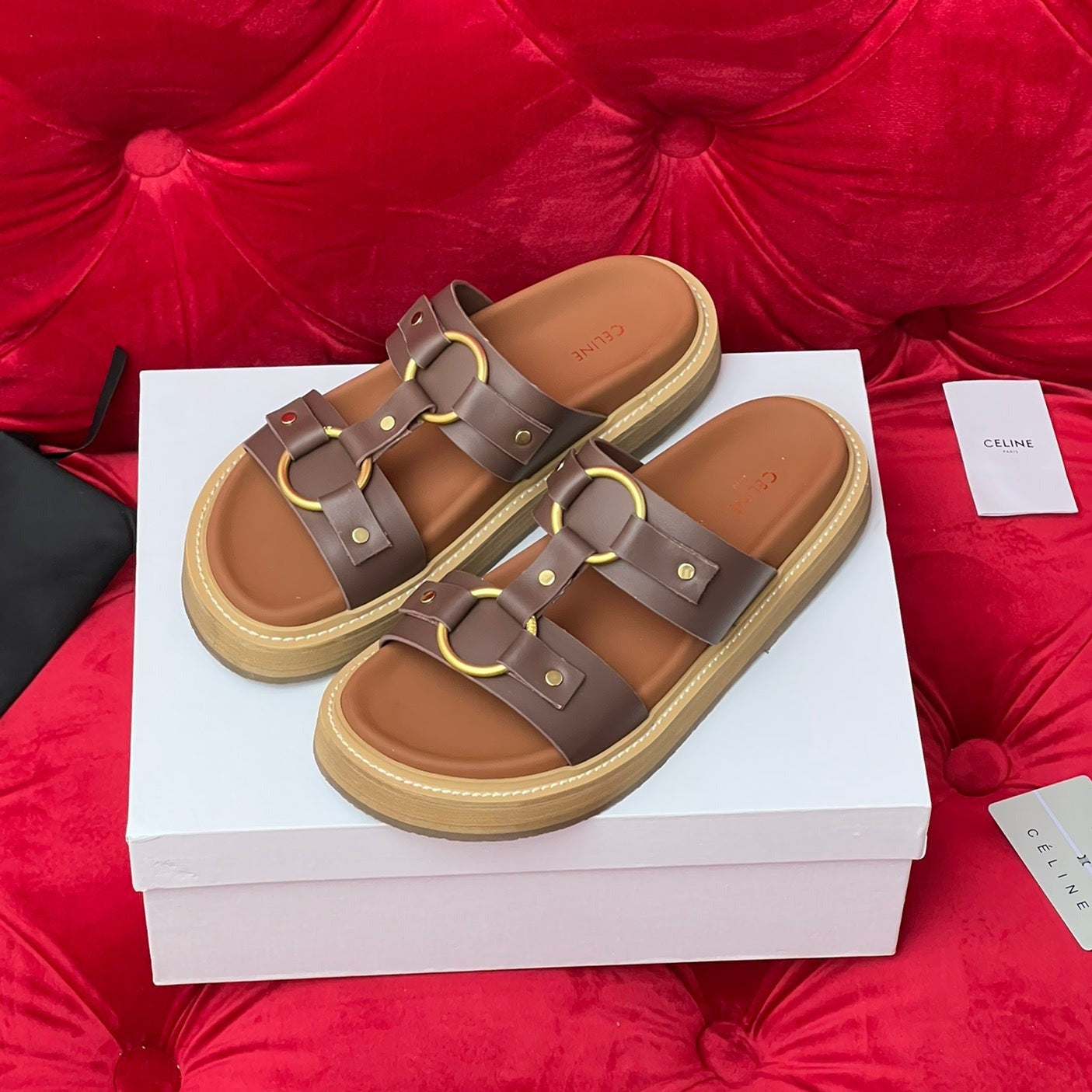 Sandal Flat Chocolate Brown Canvas - 35