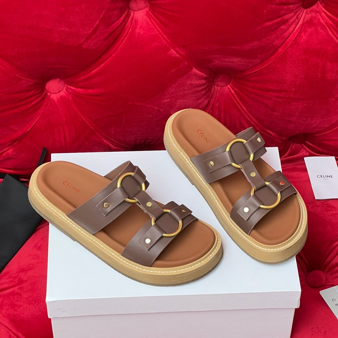 Sandal Flat Chocolate Brown Canvas - 35