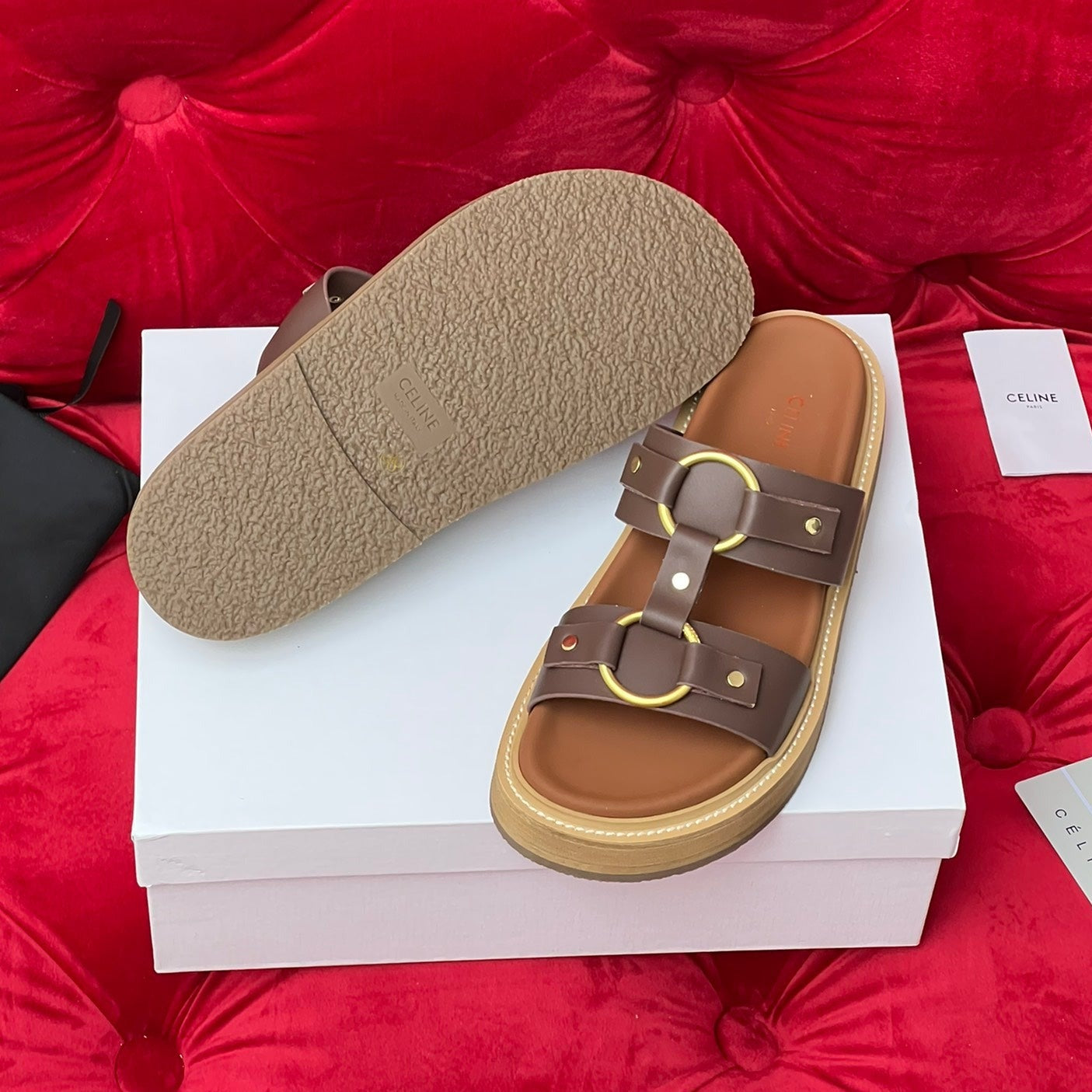 Sandal Flat Chocolate Brown Canvas - 35