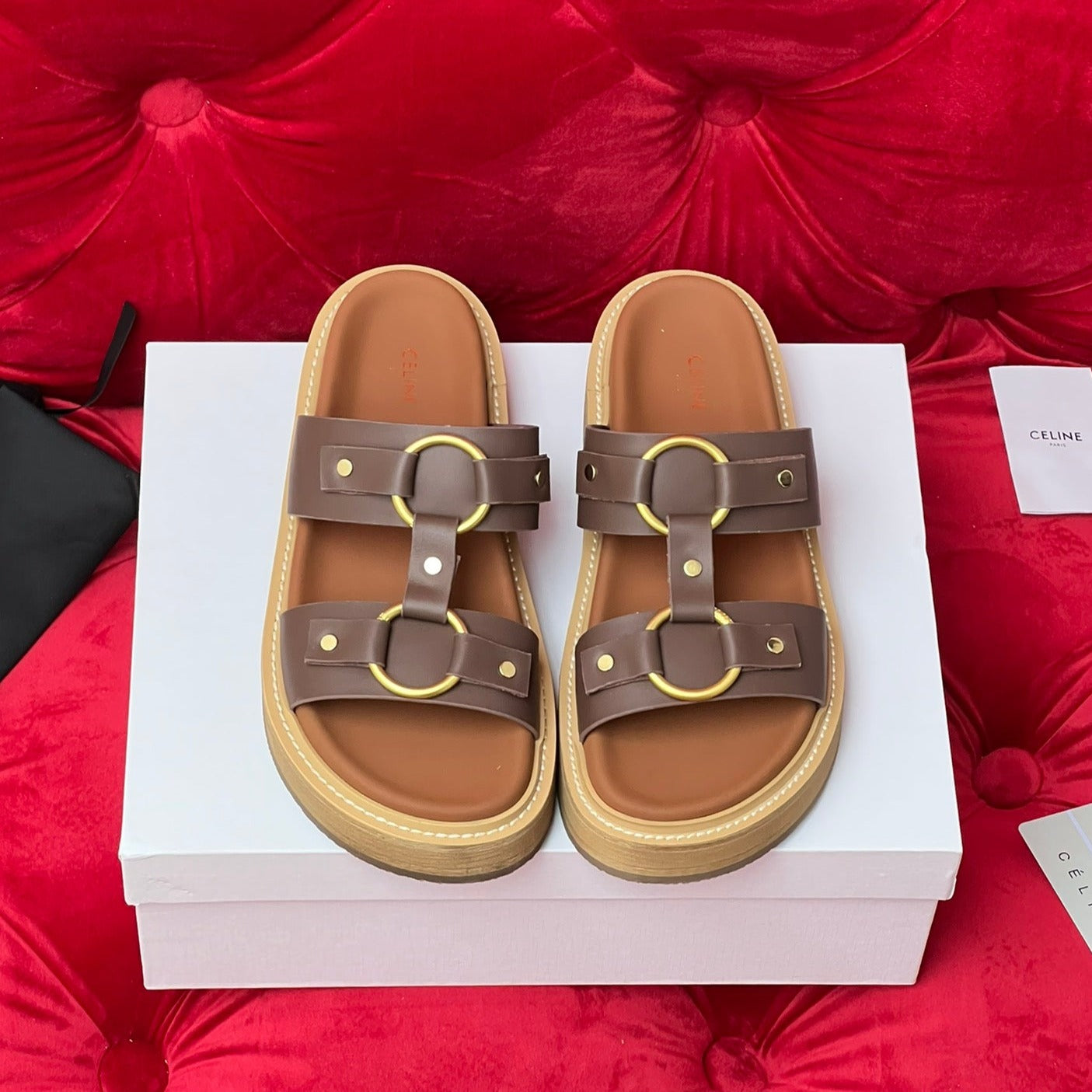 Sandal Flat Chocolate Brown Canvas - 35